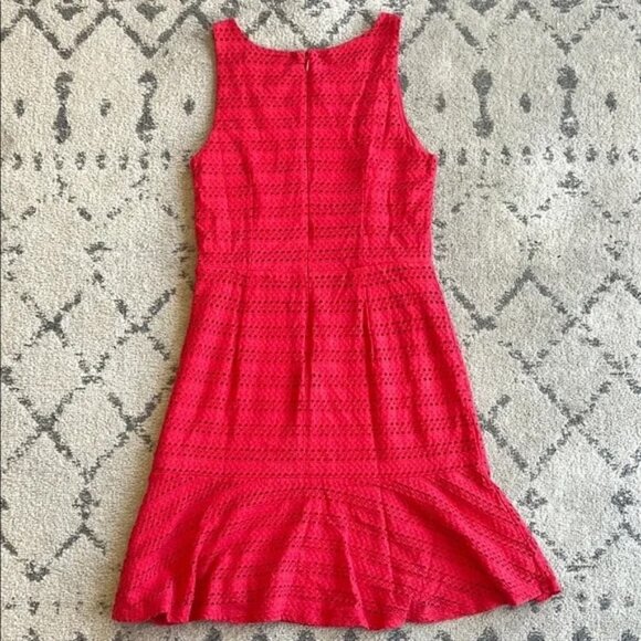 LOFT Red Ribbed Ruffled Mini Dress - Picture 4 of 4